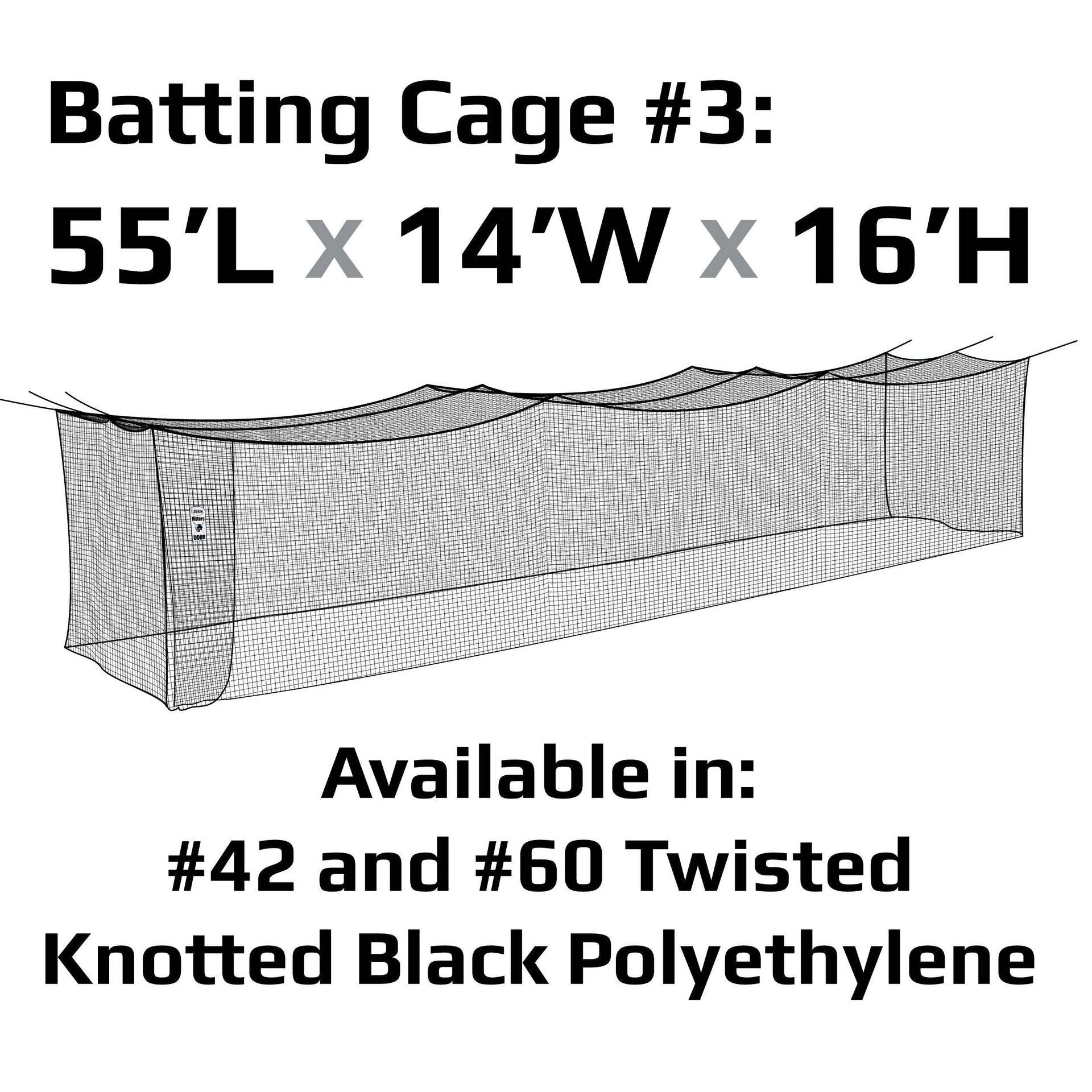 JUGS #3 Cage Twisted Knotted Polyethylene #60 Net 55 x 14 x 16: N3005