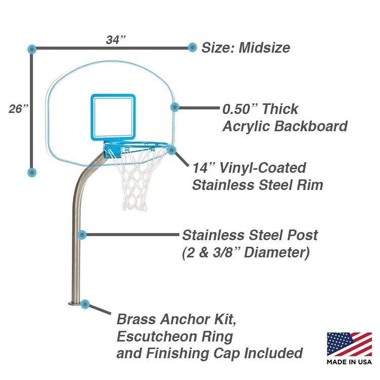 Dunn Rite Clear Hoop Jr. Combo Deck-Mounted Pool Basketball and Volleyball Set