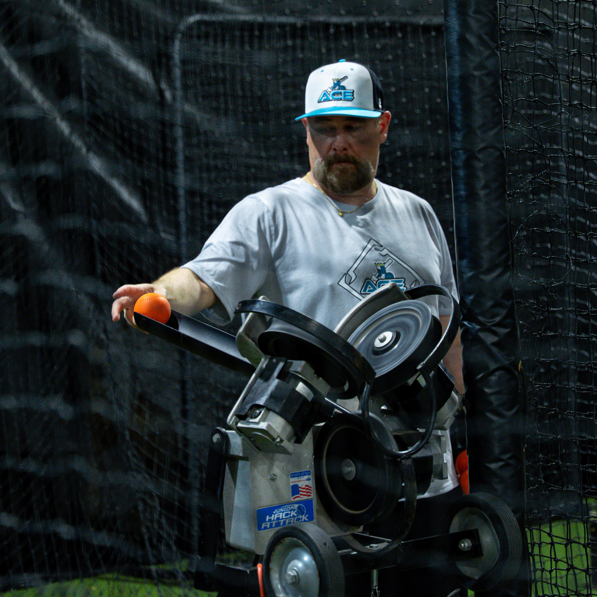 Complete Jr Hack Attack Set Up - Machine, Timing Chute, & VeloMax Foam Balls