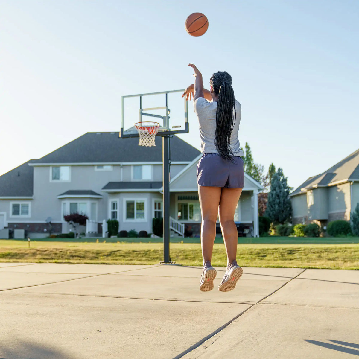 Lifetime Crank Adjust Bolt Down Basketball Hoop (54-Inch Tempered Glass)