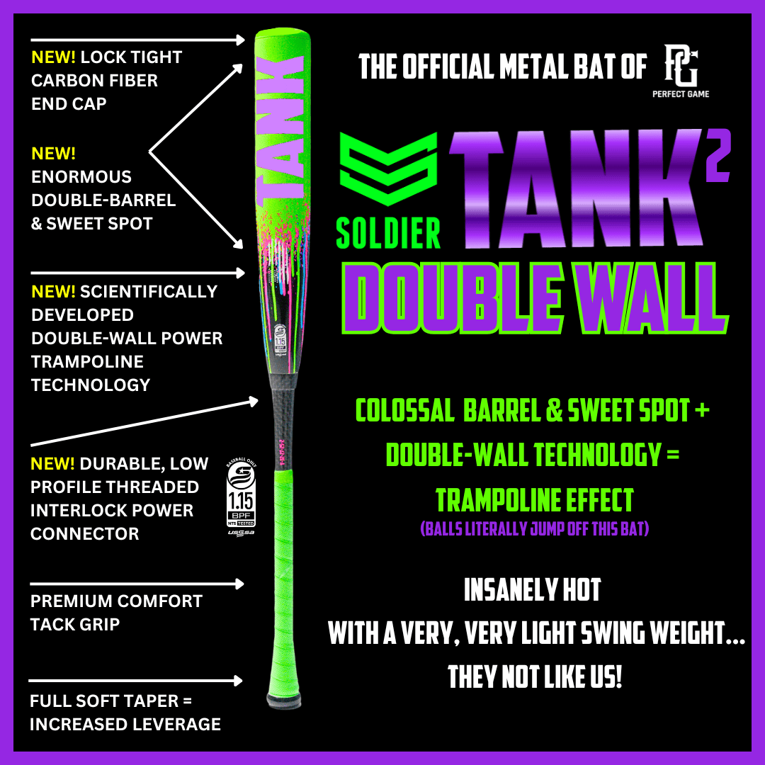 2026 Soldier Tank Double Wall (-5) 2 3/4" USSSA Baseball Bat: Y-5-26-2 (DEMO)