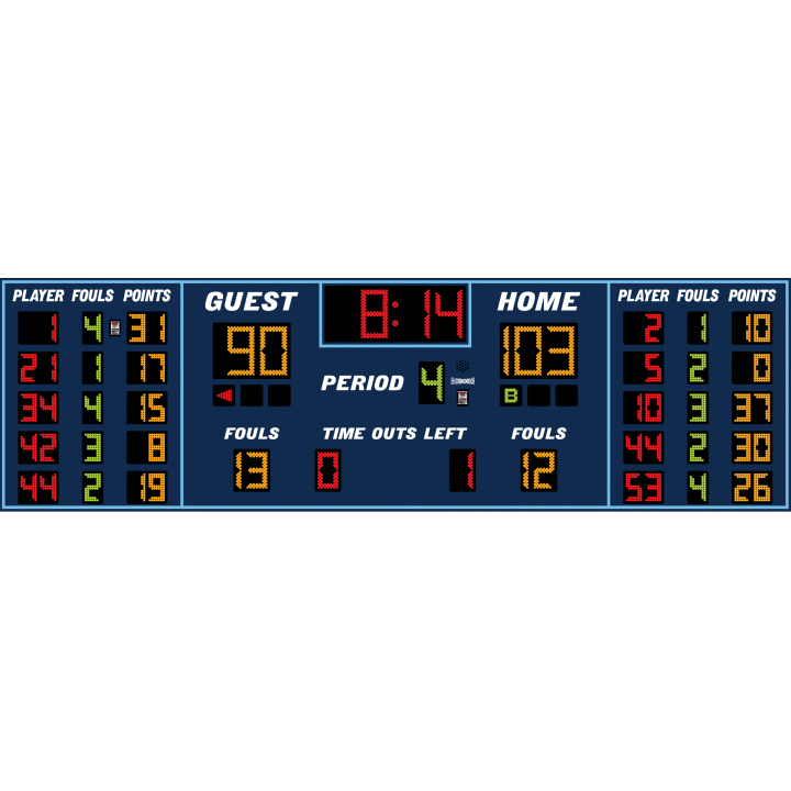 Electro-Mech LX2555 Basketball Scoreboard With Player Stat Panels
