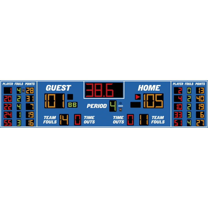 Electro-Mech LX2575 Large Basketball Scoreboard With Player Stat Panels