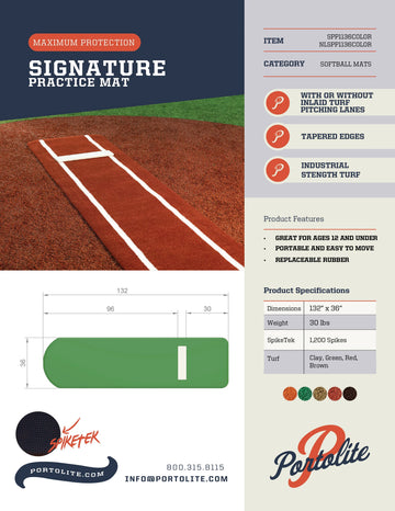 Portolite Baseball Signature Practice Softball Mat No Lines