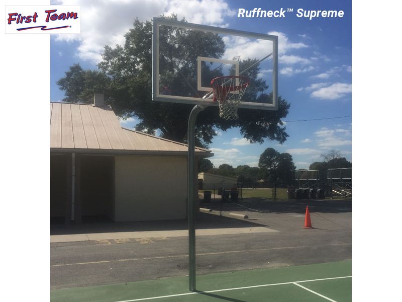 RuffNeck™ EXT (60” offset) Fixed-Height In-Ground Basketball Hoop by First Team