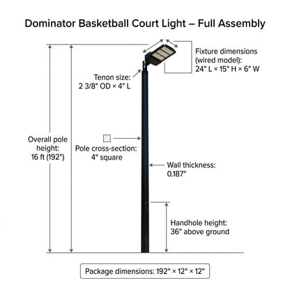 Dominator Basketball Court Light – Full Assembly
