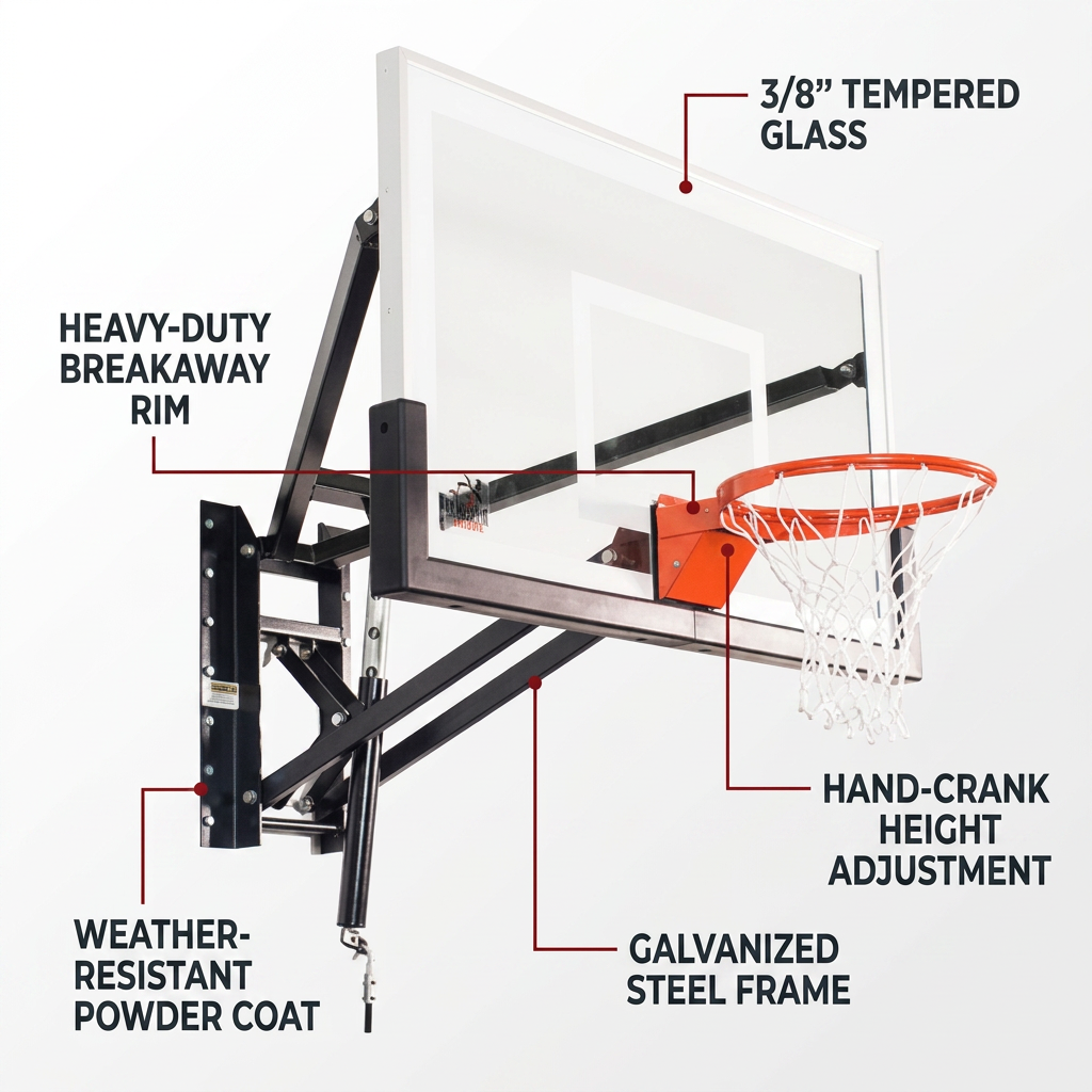 Gladiator Adjustable Wall Mount Basketball Hoop