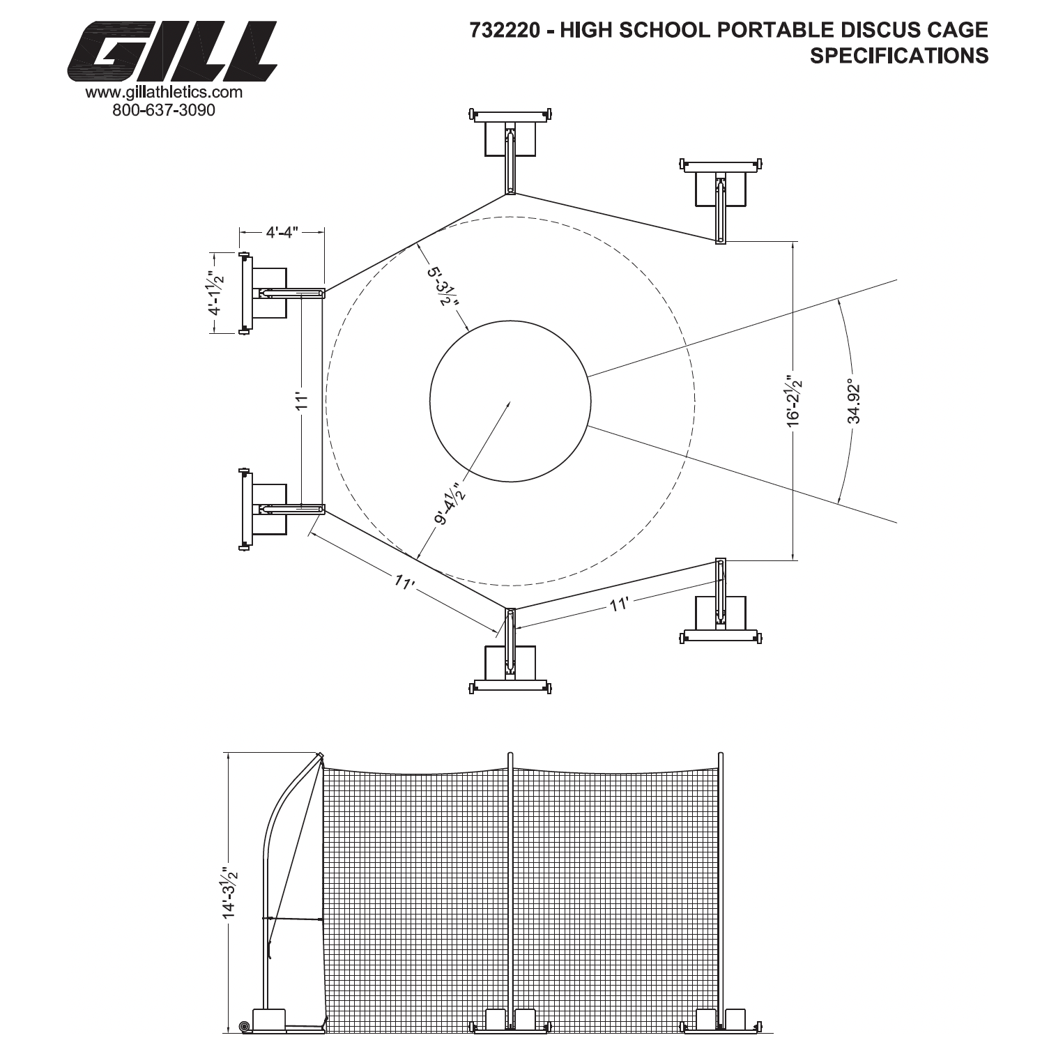 Gill High School Portable Discus Cage 732220