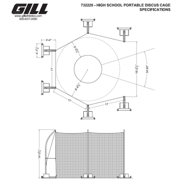 Gill High School Portable Discus Cage 732220