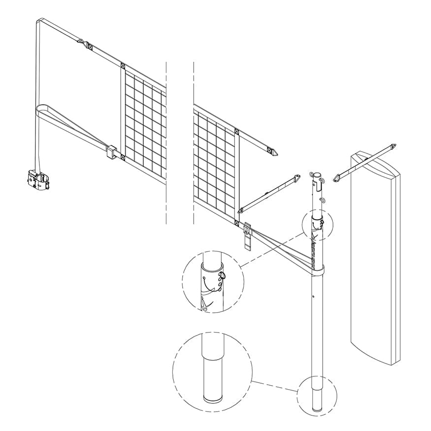 Jaypro FeatherLite Volleyball Net Center Upright System (3 in. Floor Sleeve) PVBC-450