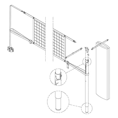Jaypro FeatherLite Volleyball Net Center Upright System (3 in. Floor Sleeve) PVBC-450