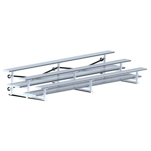 Jaypro Indoor Bleacher - 15 ft. (3 Row - Double Foot Plank) - Tip & Roll BLDP-3TRG