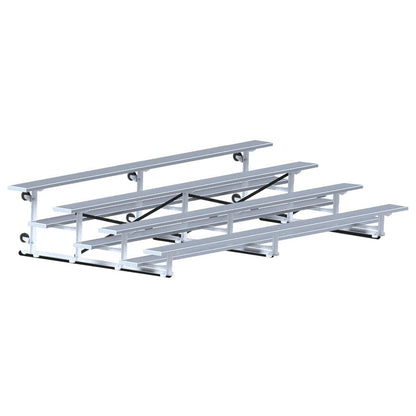 Jaypro Indoor Bleacher - 15 ft. (4 Row - Single Foot Plank) - Tip & Roll BLCH-4TRG