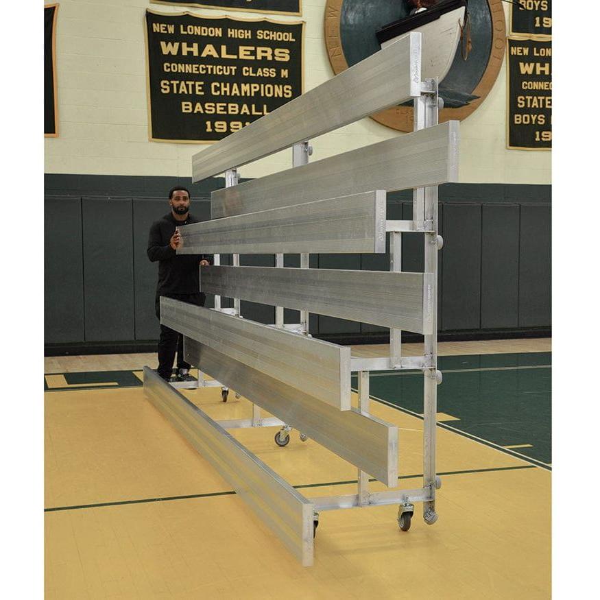 Jaypro Indoor Bleacher - 15 ft. (4 Row - Single Foot Plank) - Tip & Roll BLCH-4TRG