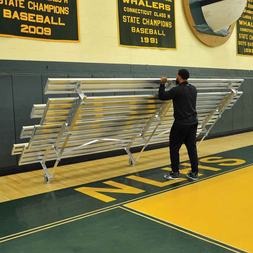Jaypro Indoor Bleacher - 27 ft. (2 Row - Double Foot Plank) - Tip & Roll (Powder Coated) BLDP-227TRGPC