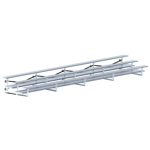 Jaypro Indoor Bleacher - 27 ft. (3 Row - Double Foot Plank) - Tip & Roll BLDP-327TRG