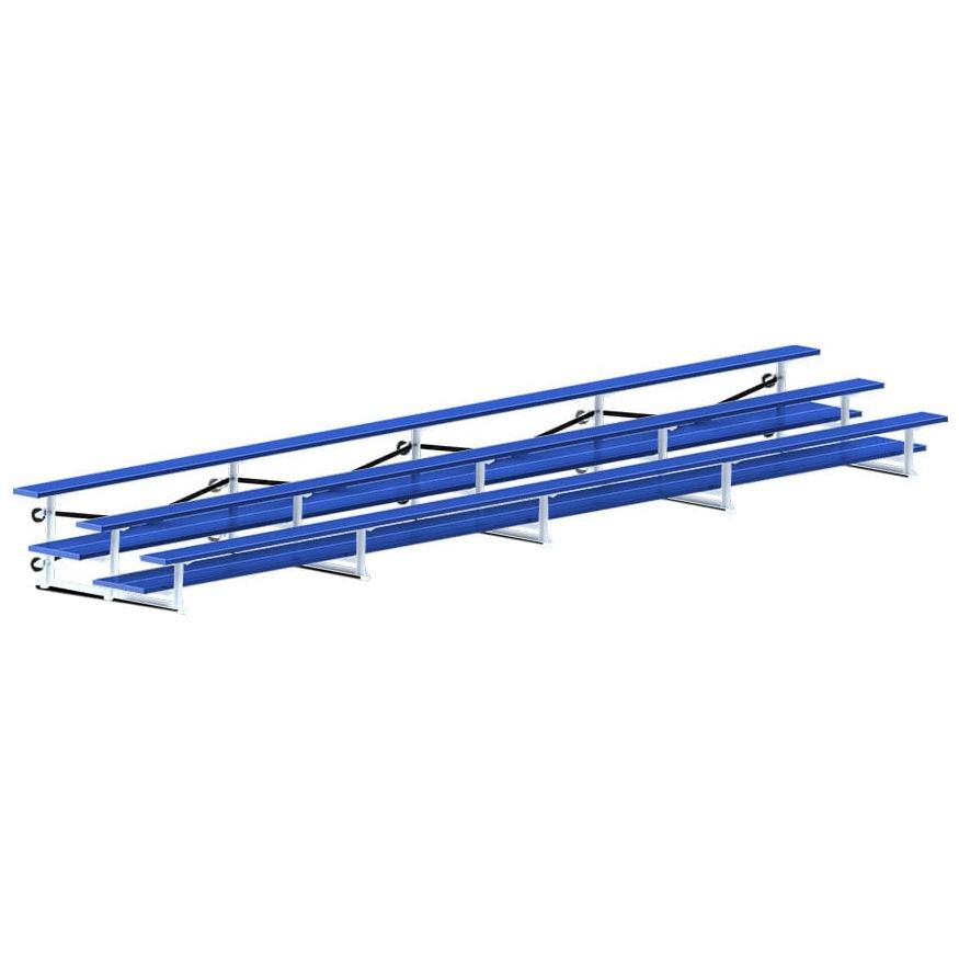 Jaypro Indoor Bleacher - 27 ft. (3 Row - Double Foot Plank) - Tip & Roll (Powder Coated) BLDP-327TRGPC