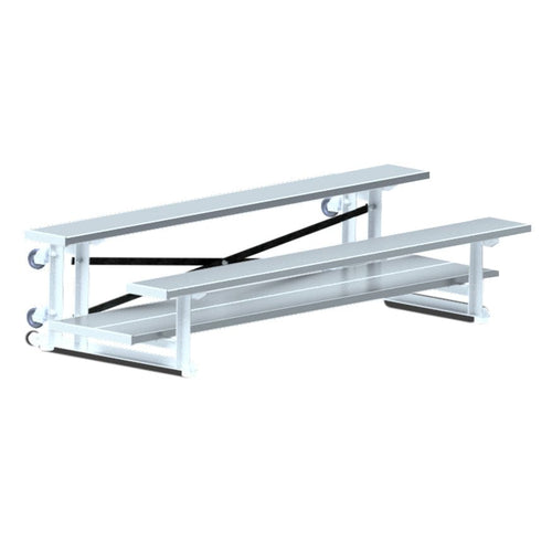 Jaypro Indoor Bleacher - 7-1/2 ft. (2 Row - Double Foot Plank) - Tip & Roll BLDP-275TRG