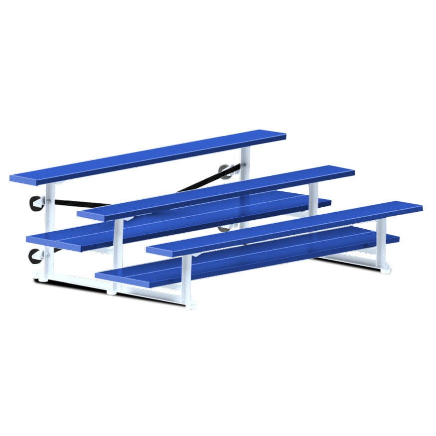 Jaypro Indoor Bleacher - 7-1/2 ft. (3 Row - Double Foot Plank) - Tip & Roll (Powder Coated) BLDP-375TRGPC