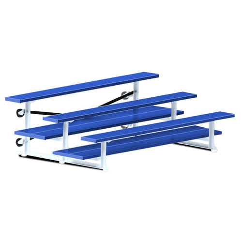 Jaypro Indoor Bleacher - 7-1/2 ft. (3 Row - Double Foot Plank) - Tip & Roll (Powder Coated) BLDP-375TRGPC
