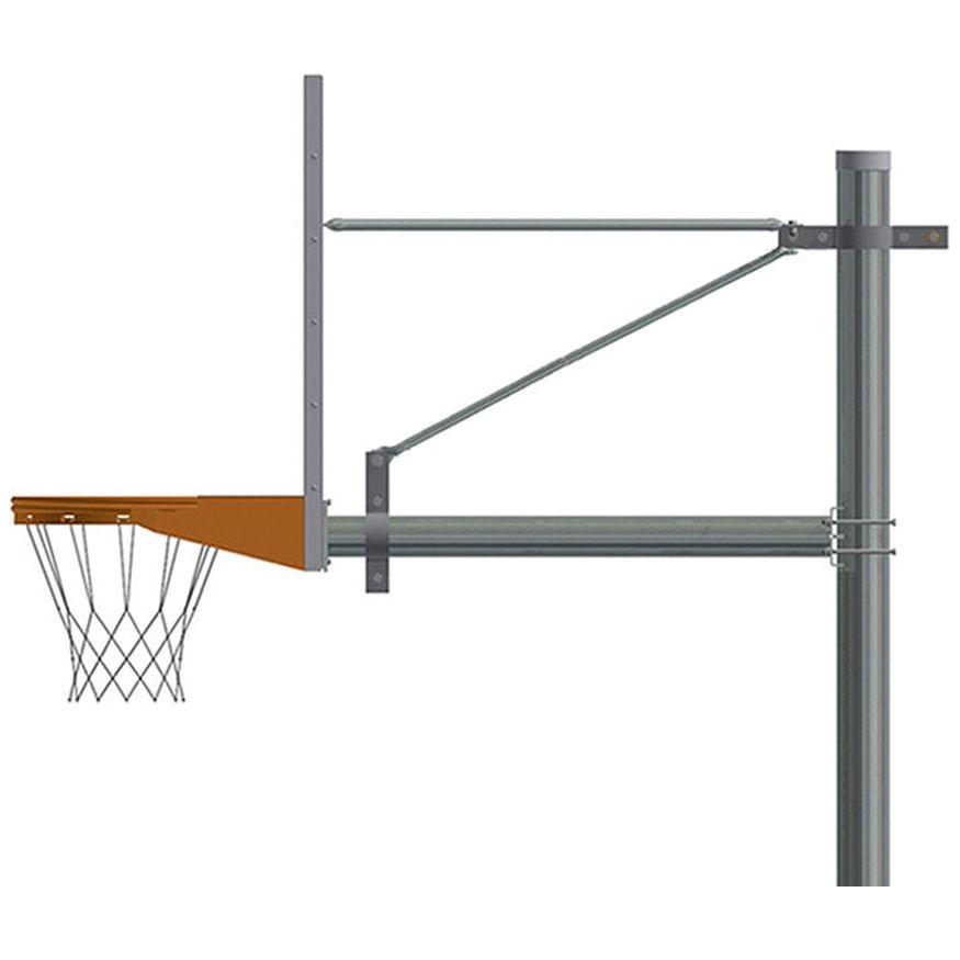 Jaypro Straight Post Basketball System (5-9/16" Pole with 6' Offset) 72"W x 42"H Steel Backboard