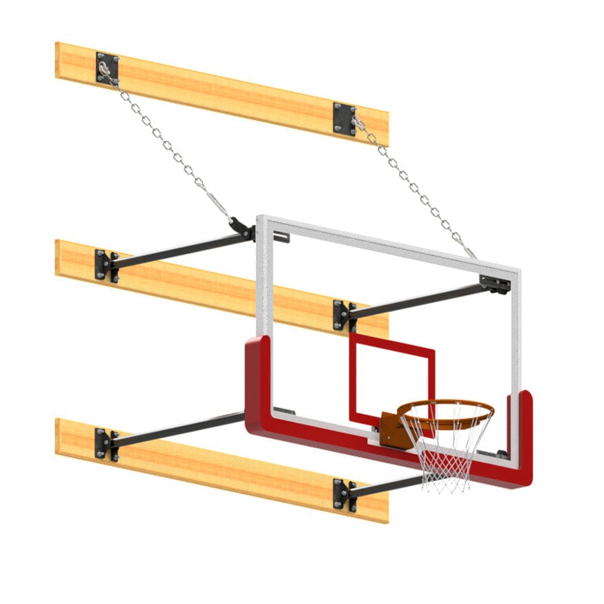 Jaypro Wall-Mounted Stationary Glass Backboard Basketball Hoop N24GB