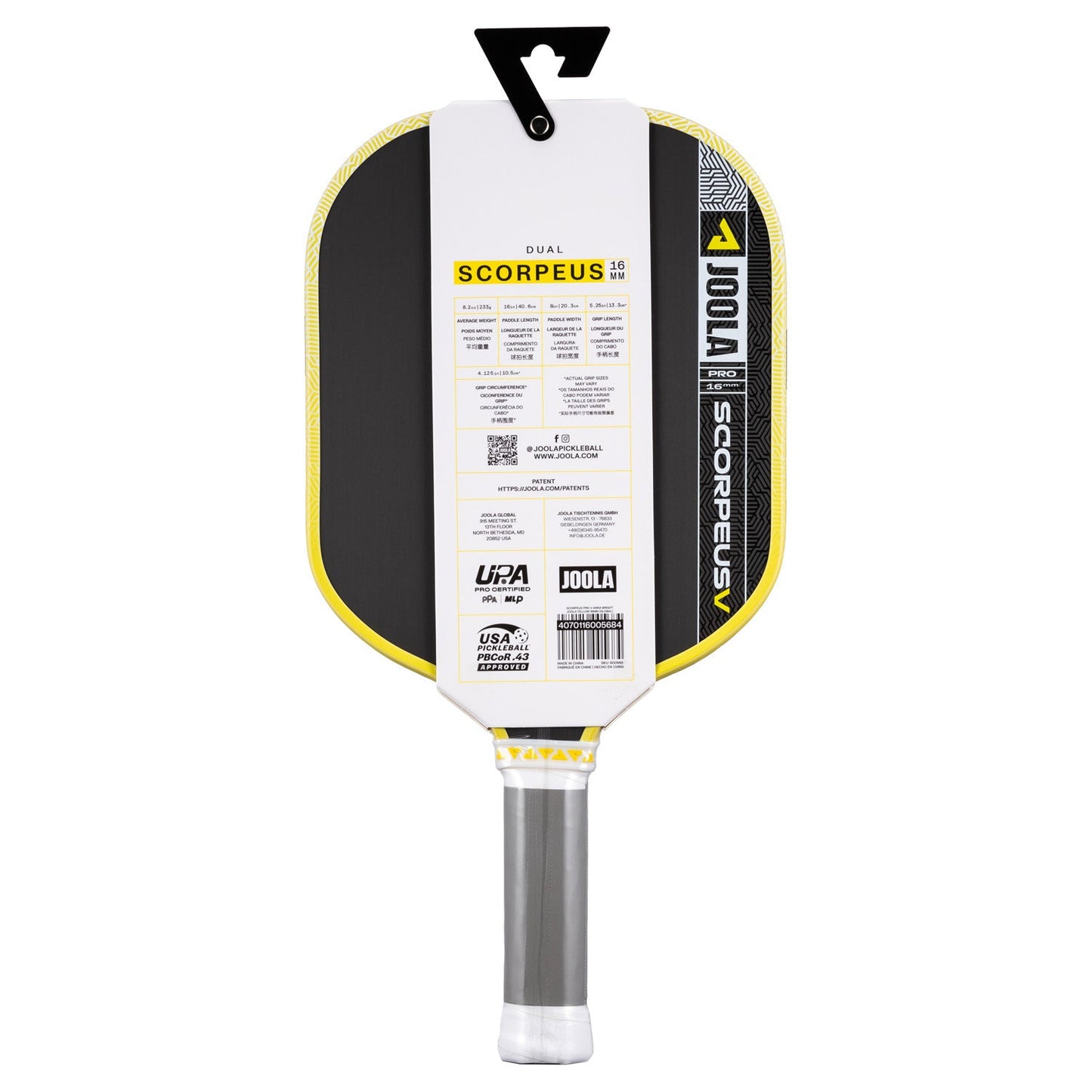 JOOLA Scorpeus Pro V Anna Bright 16mm Paddle