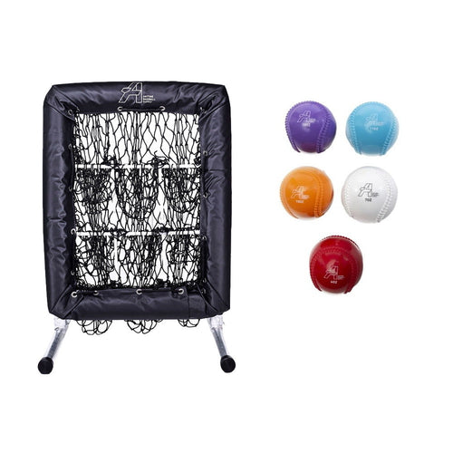 No Hitter Pitching Net + Baseball Throwing Plyometric Balls w/ Seams