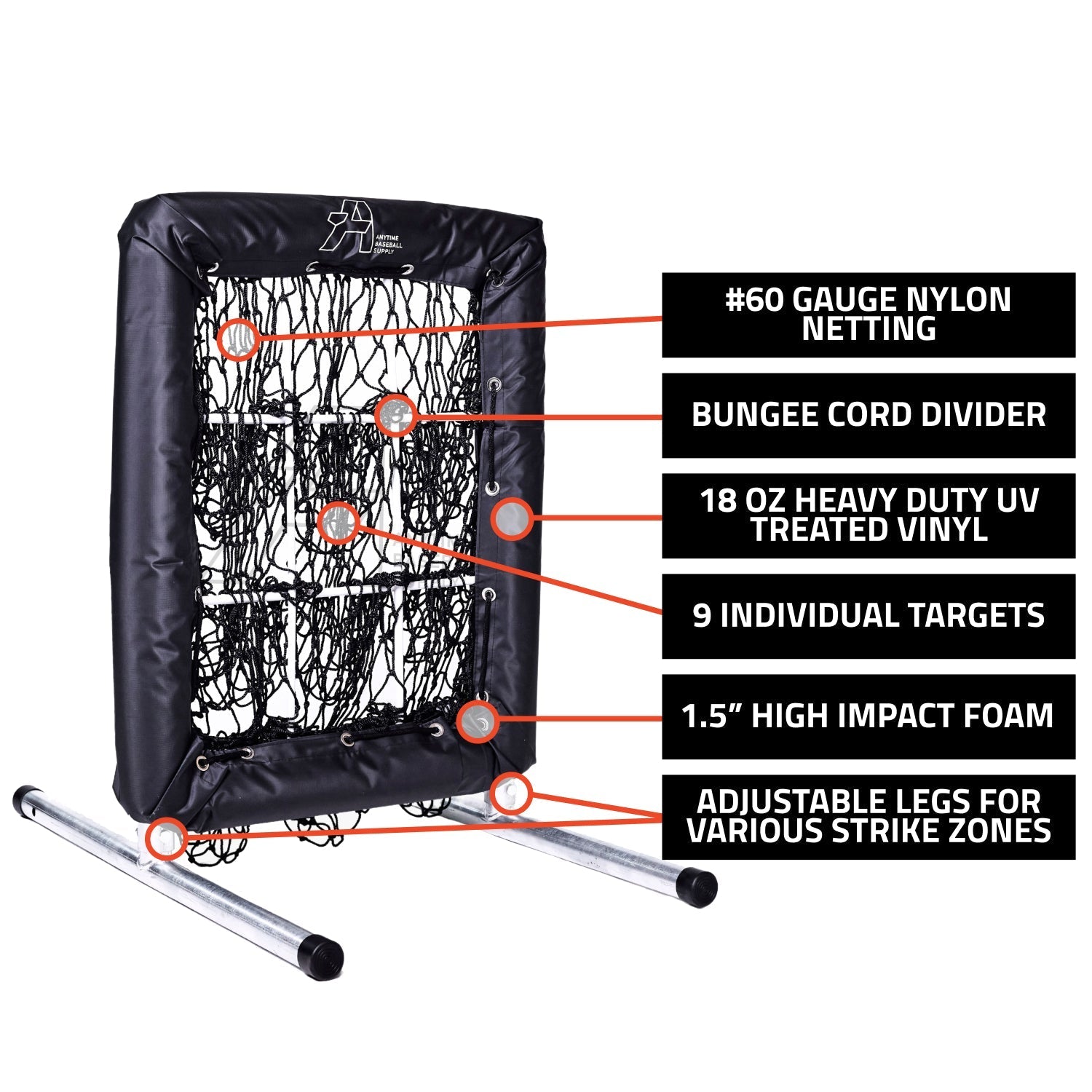 No Hitter Net - Pitching Net Target with Strike Zone for Baseball and Softball