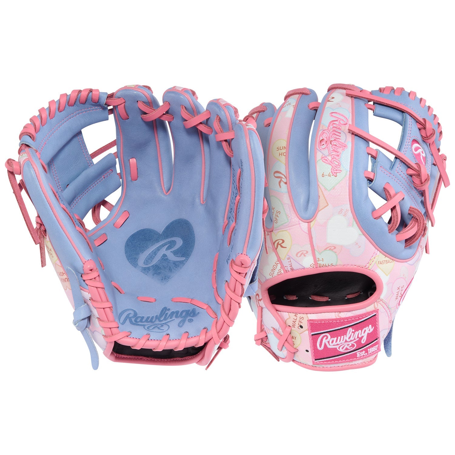 Rawlings PROR314-2PEP Candy Heart Valentine's Day Heart of the Hide 11.5" Baseball Glove