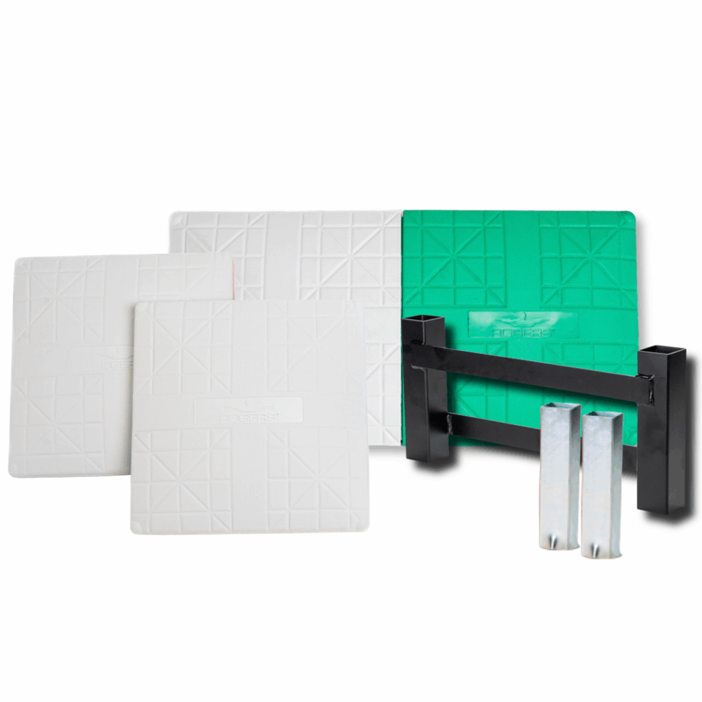 Rogers Pro-Style Base Set w/ Double First Base White/Green RPSB-2-DBL-FST-G