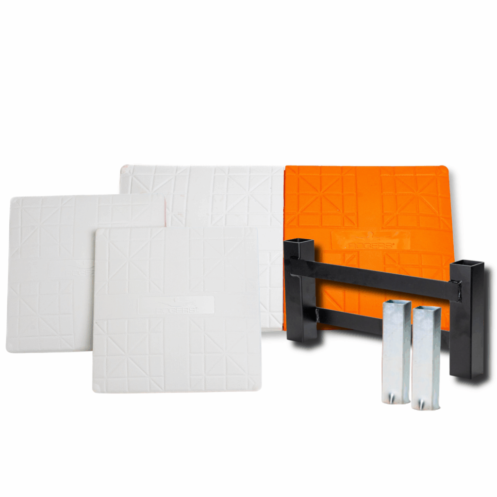 Rogers Pro-Style Base Set w/ Double First Base White/Orange RPSB-2-DBL-FST-OR