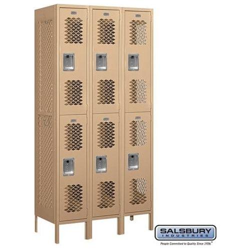 Salsbury 12" Wide Double Tier Vented Metal Locker 36" W x 78" H x 18" D (Unassembled)