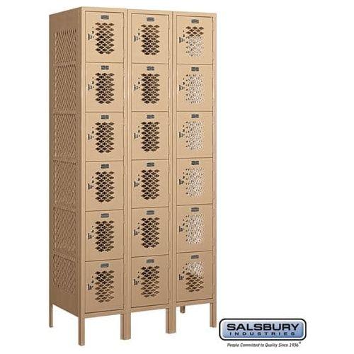 Salsbury 12" Wide Six Tier Box Style Vented Metal Locker 36" W x 78" H x 15" D (Unassembled)