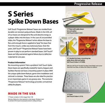 Soft Touch Set Of 14” Spike Down Base Covers W/ Double First Base And Mounting System S14DBL-SET