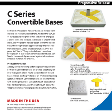 Soft Touch Single 15” Double First Base Convertible Base Cover C15DBL