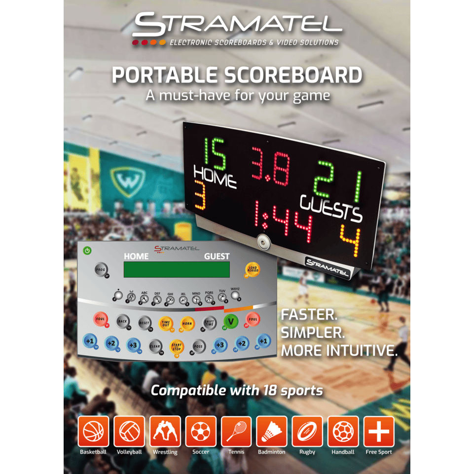 Stramatel Multisport Indoor Tabletop Scoreboard (Battery-Powered)