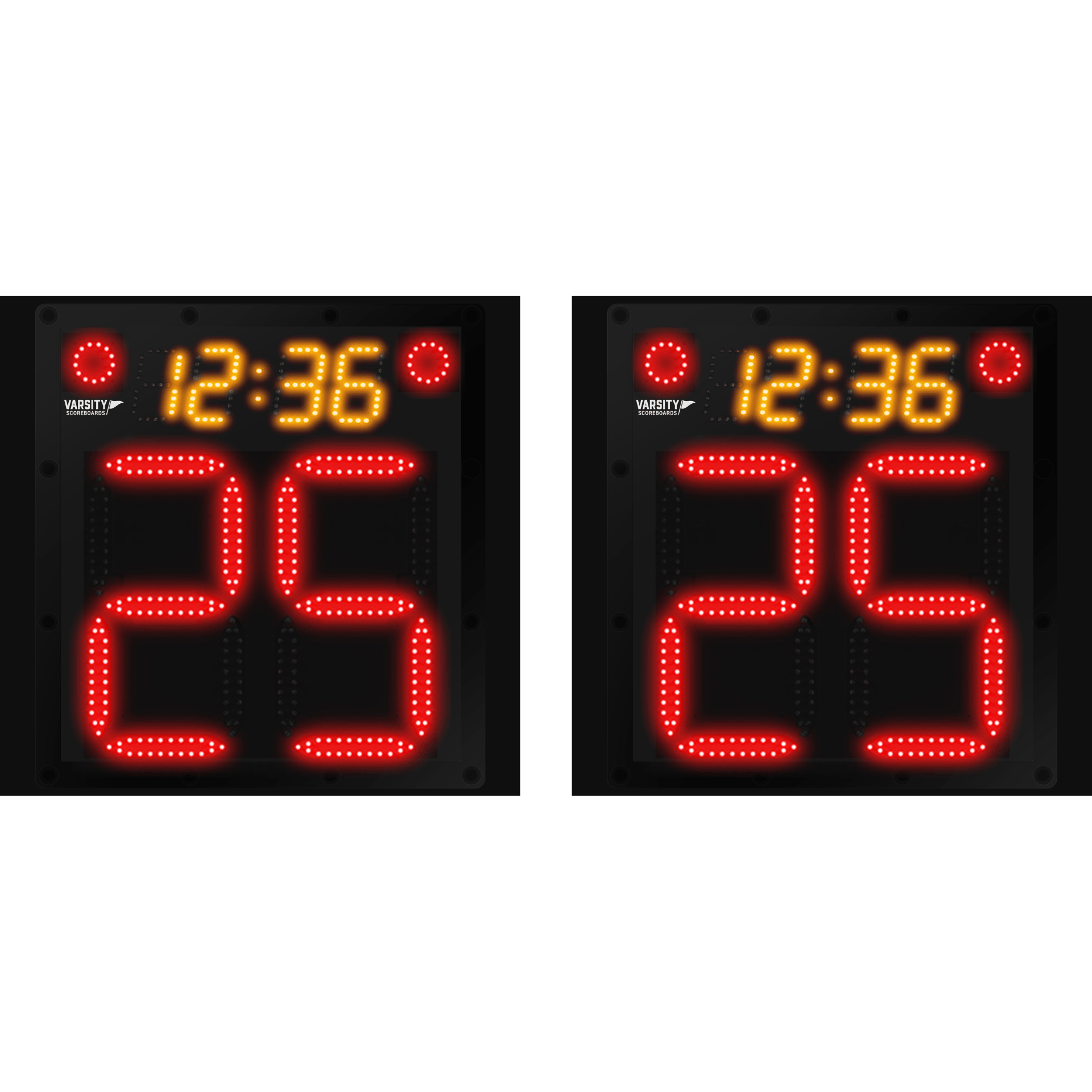 Varsity Scoreboards 2212 Basketball Shot Clocks (Pair) w/ 4" Game Time Display