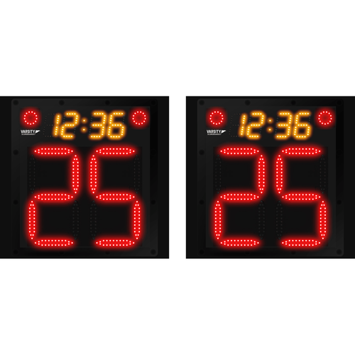 Varsity Scoreboards 2212 Basketball Shot Clocks (Pair) w/ 4" Game Time Display