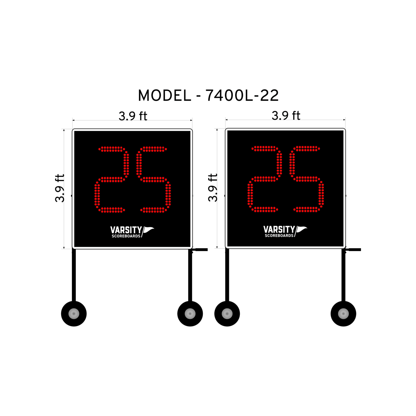 Varsity Scoreboards 7400SA Delay-of-Game Clocks w/ Rolling Legs
