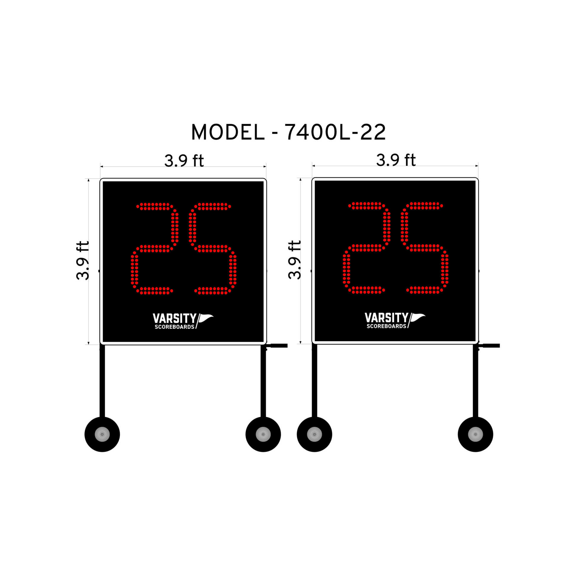 Varsity Scoreboards 7400SA Delay-of-Game Clocks w/ Rolling Legs