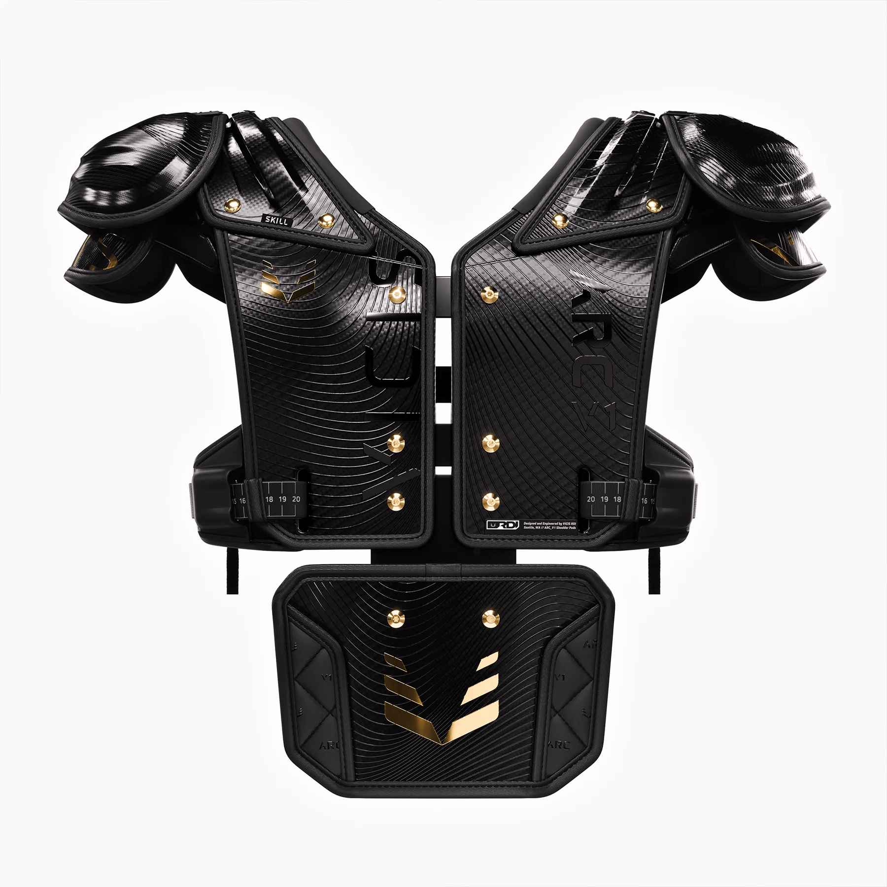 Vicis ARC_V1 Elite Football Shoulder Pads with Attached Back Pad - Trench