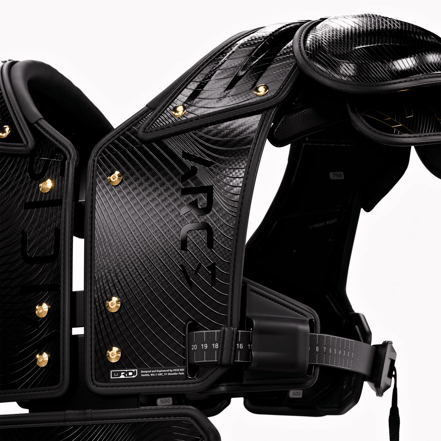 Vicis ARC_V1 Elite Football Shoulder Pads with Attached Back Pad - Trench
