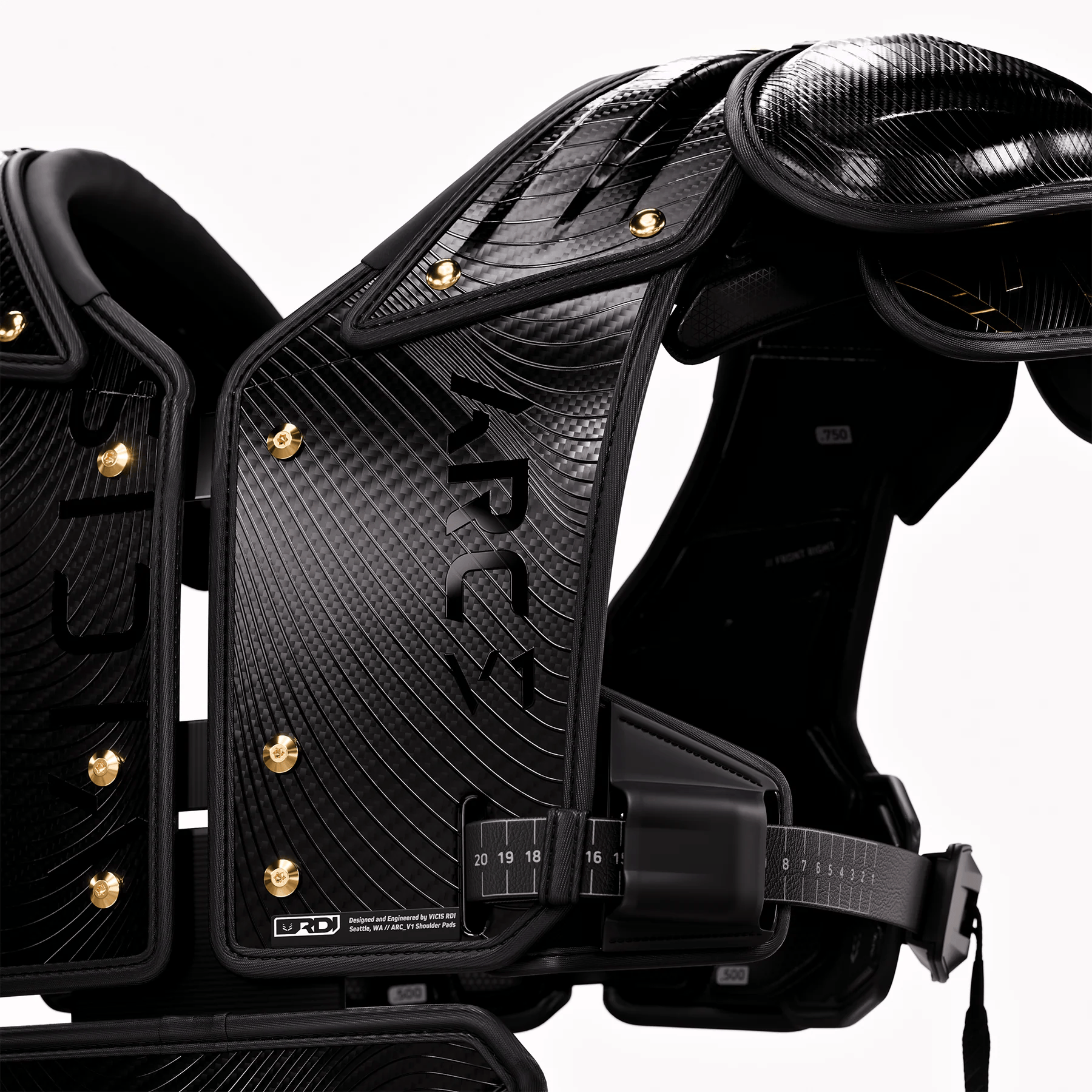 Vicis ARC_V1 Elite Football Shoulder Pads with Attached Back Pad - Trench